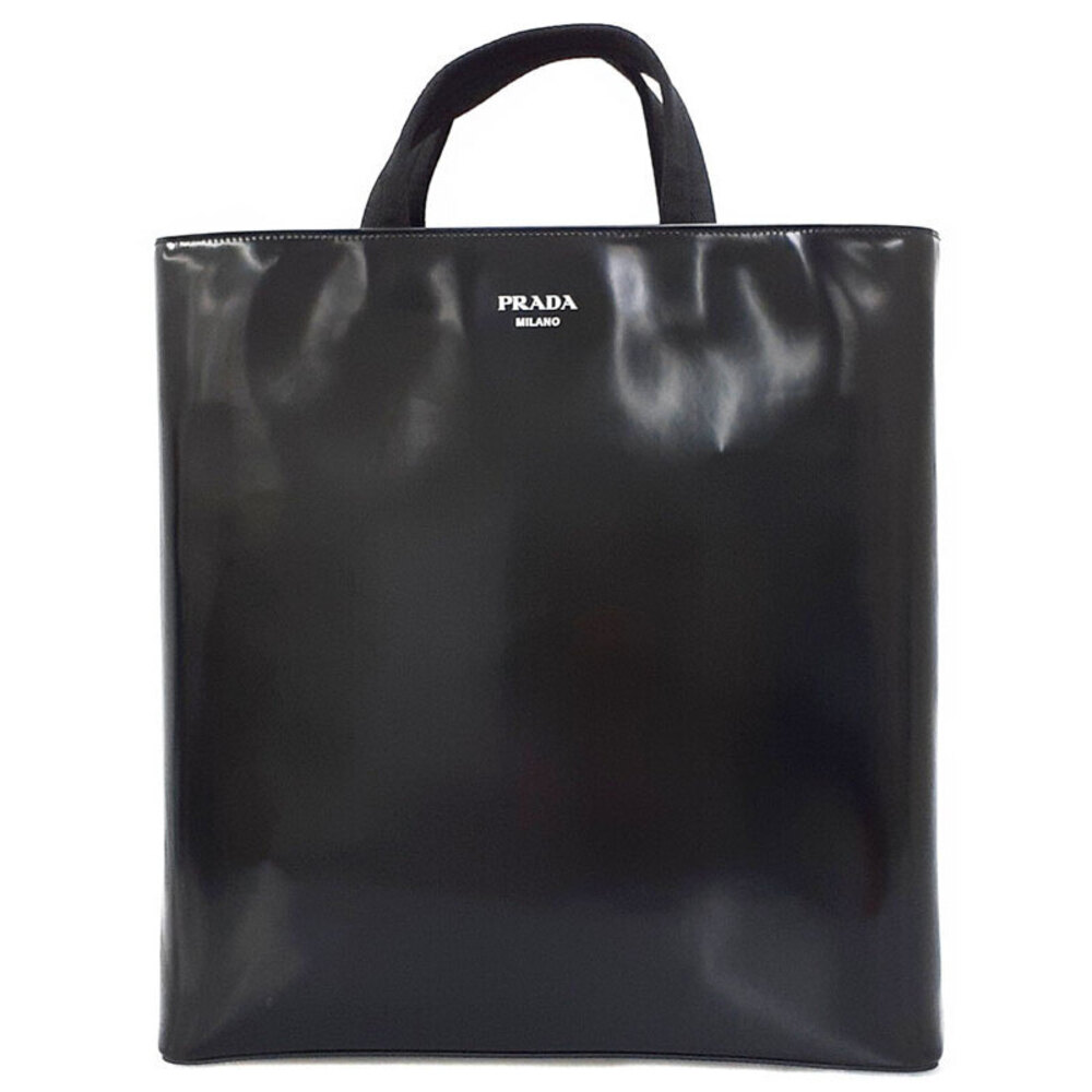 Prada Spazzolato leather tote bag accessory logo Black